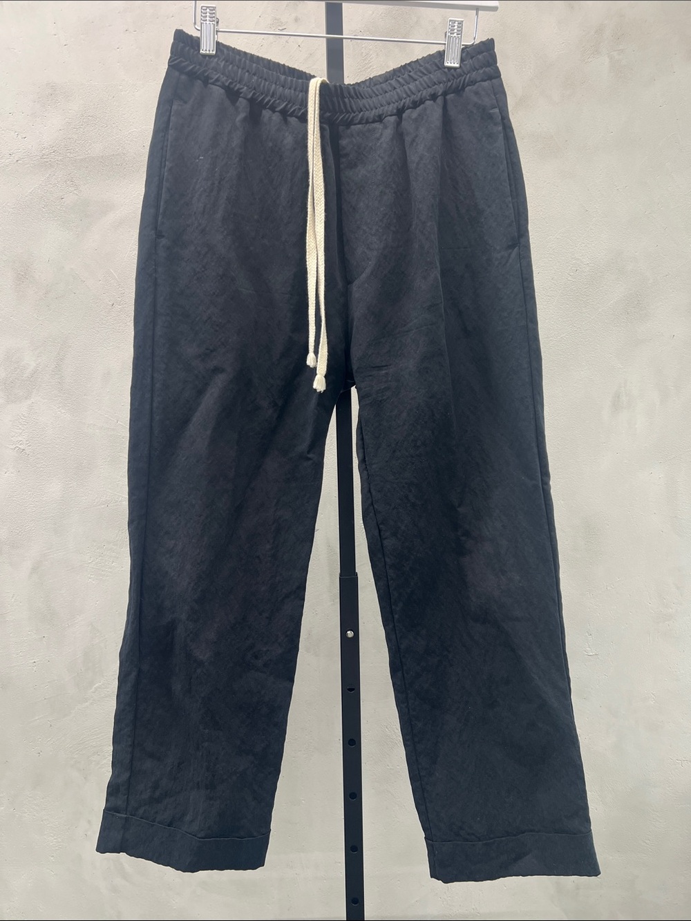 Barena Black Drawstring Linen-Blend Joggers
